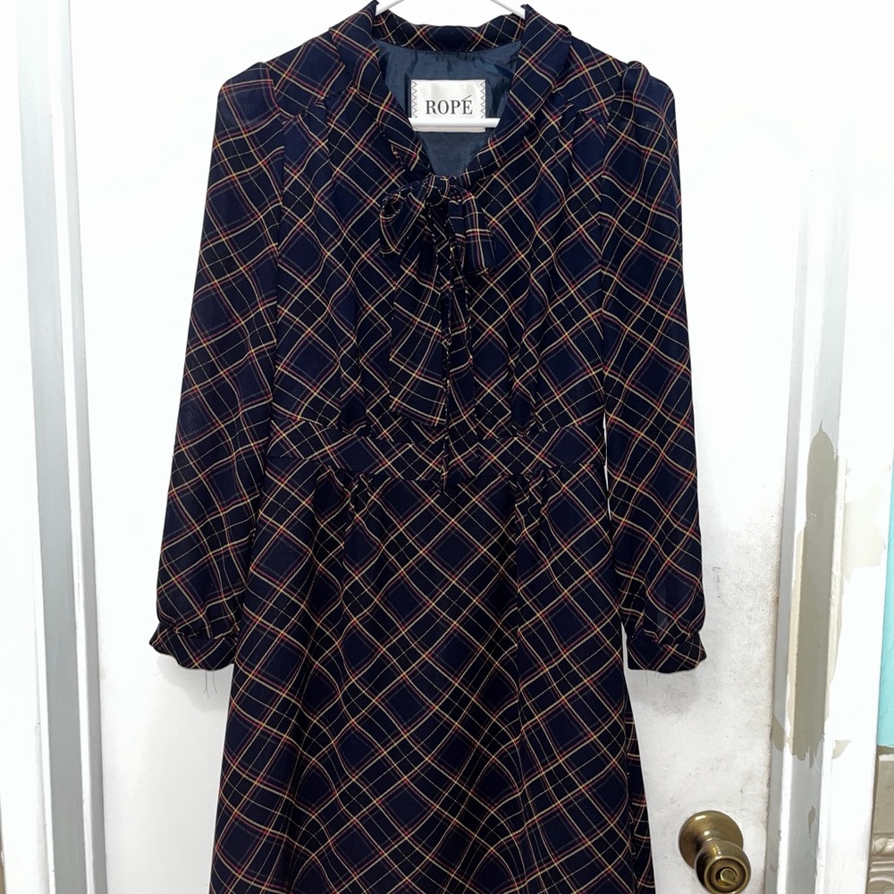 Navy Plaid Dress